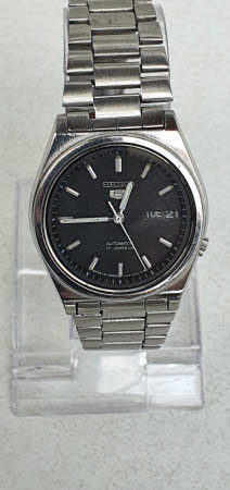 slecht Zwart Blanco Vintage Seiko 5 Automatic heren horloge